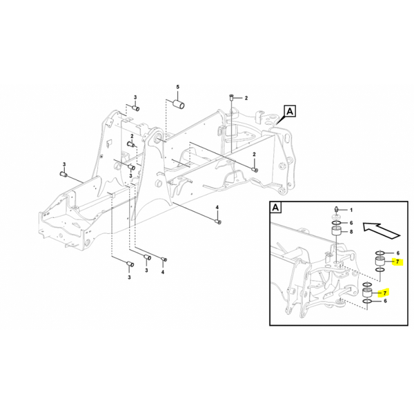 Tuleja w ramie koparko-ładowarka VOLVO BL61 BL71 15666983