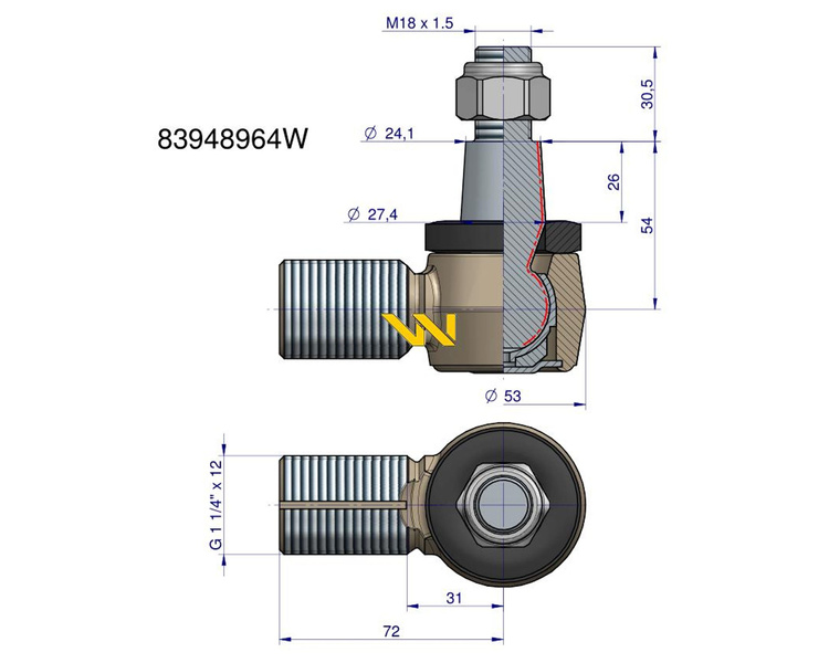 Przegub kierowniczy 1.1/4" 83948964 FORD WARYŃSKI