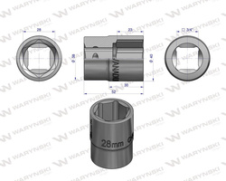 Nasadka sześciokątna 3/4" 28 mm. DIN 3124. Waryński