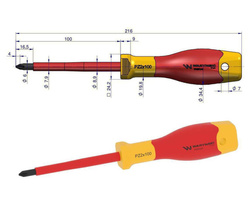 Wkrętak PZ2 100 mm izolowany stal S2 Waryński
