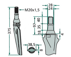 Ząb brony aktywnej prawy Krone 375mm 180RH-79-R