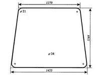 szyba do koparki Waryński 726A - przednia (569)