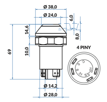 przycisk, włącznik bez nadruku Valtra 30247700