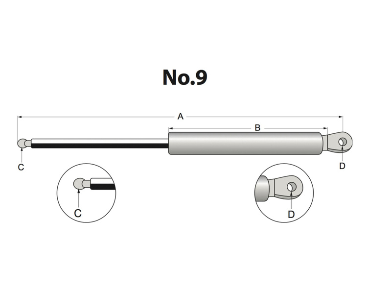 siłownik amortyzator gazowy A=255 B=120 F=250N 5125289