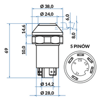 przycisk, włącznik resorowania przedniej osi JCB 08102/02235