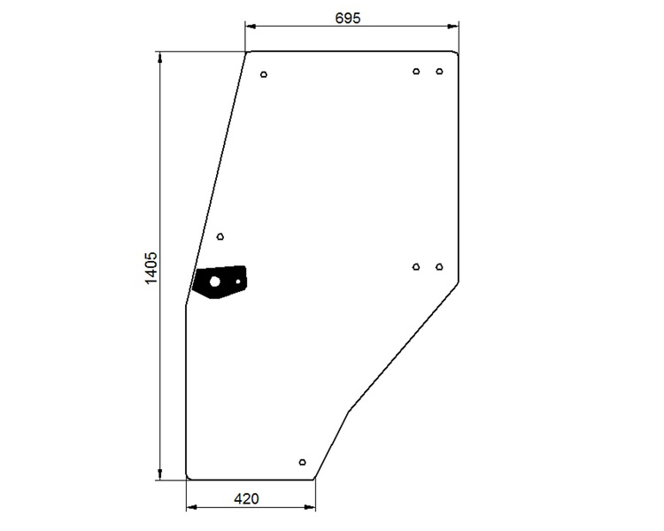 szyba do ciągnika Deutz-Fahr - drzwi lewe zielone 04352850 (2951)