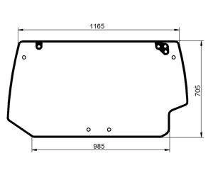 szyba do ciągnika Deutz-Fahr, Lamborghini, Same - tylna 0.012.1438.0/30 (1464)