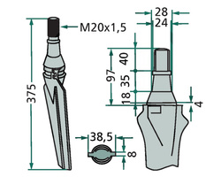 Ząb brony aktywnej lewy Lely 375mm 180RH-79-L