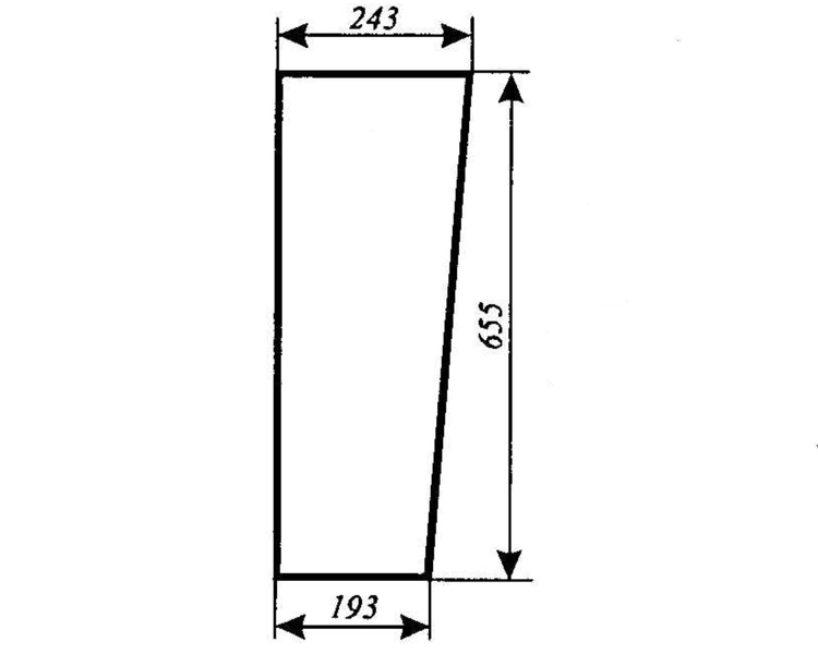 szyba do ciągnika C-330, C-360 kabina Naglak Koźmin poszerzana - przednia dolna stary typ (lewa, prawa) (776)