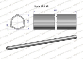 Rura zewnętrzna Seria 2R i 3R do wału 1110 przegubowo-teleskopowego 43.5x3.4 mm 985 mm WARYŃSKI [WR2322985]