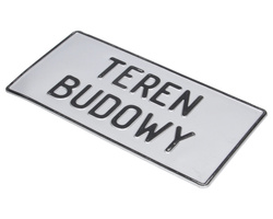 Tablica ostrzegawcza metalowa Teren Budowy szara 28x14 cm