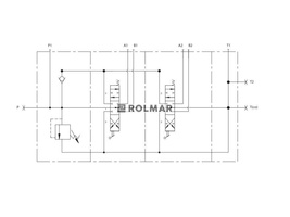 Rozdzielacz hydrauliczny (50 l/m) 6 sekc.ster. Ręczno elektryczno-pneumatyczny 24 DC