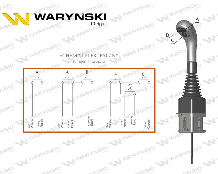 Joystick pod linki zakończone kulką z 2 przełącznikami (z 2 przyciskami na kulkę. IP-6022) Waryński