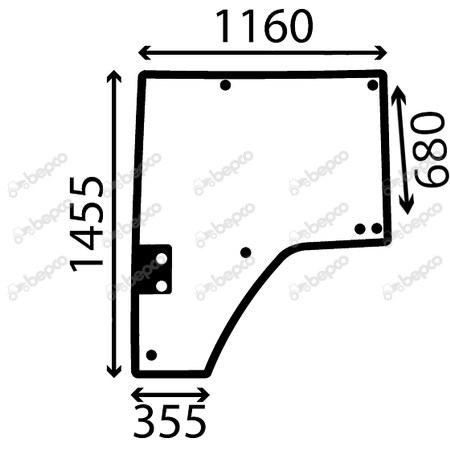 szyba do ciągnika John Deere serie 8020 - drzwi lewe R210101, R537493 (2895)