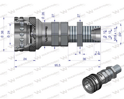 Szybkozlacze hydrauliczne gniazdo z eliminatorem ciśnienia long M18x1.5 gwint zewnetrzny EURO Warynski