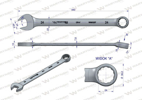 Klucz płaskooczkowy extra długi 24mm dł 339mm standard ASME B107.9M Waryński