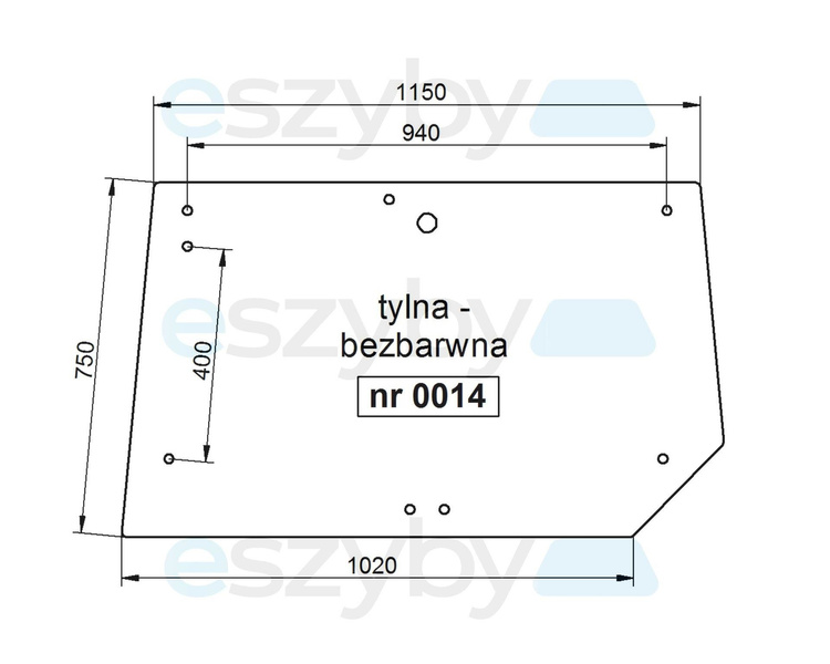 szyba tylna do ciągnika Renault Ceres, John Deere 3000 6005010163