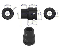 Nasadka udarowa sześciokątna 3/4" 18 mm Waryński