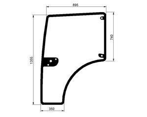 szyba do ciągnika Deutz-Fahr, Lamborghini, Same - drzwi lewe 0.014.2296.0/10 (1140)