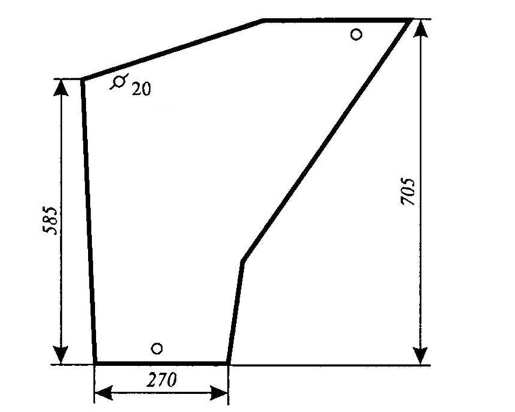 szyba do ciągnika NEW HOLLAND 7056, FIAT - drzwi dolna (lewa, prawa) (833)