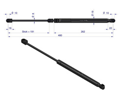 siłownik amortyzator gazowy A=480 B=240 F=140N skok 191, POLMO 9977766