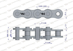 Łańcuch rolkowy wzmocniony 06A-1 ANSI A 35 (R1 3/8) 5 m Waryński