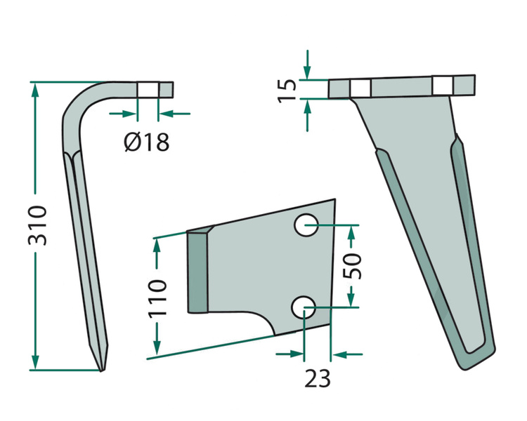 Ząb brony aktywnej lewy Pöttinger / Landsberg 310mm