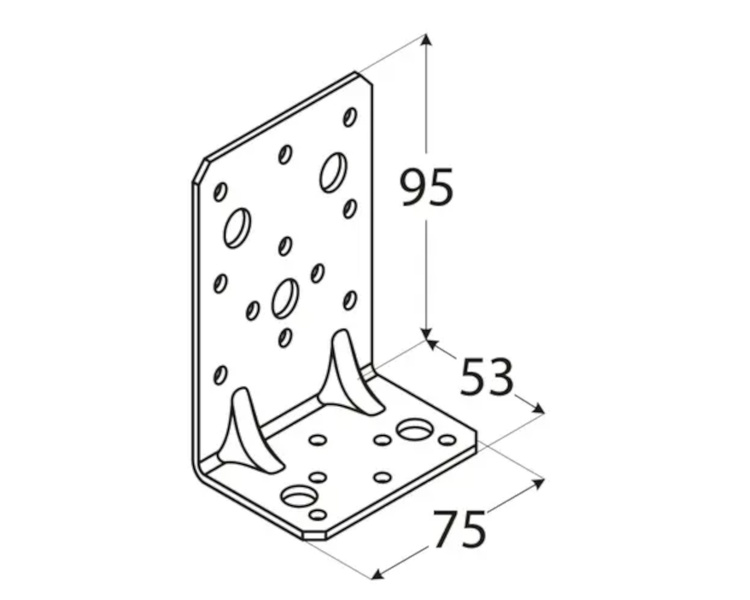 Kątownik łącznik z przetłoczeniem 95x53x75x2,5 dmx