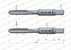 Komplet gwintowników przemysłowych M5 ze stali HSS wstępny. wykańczak DIN 352/2 Waryński