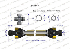 Wał przegubowo-teleskopowy 1010-1500mm 620Nm 60270 CE 2020 seria 5R WARYŃSKI