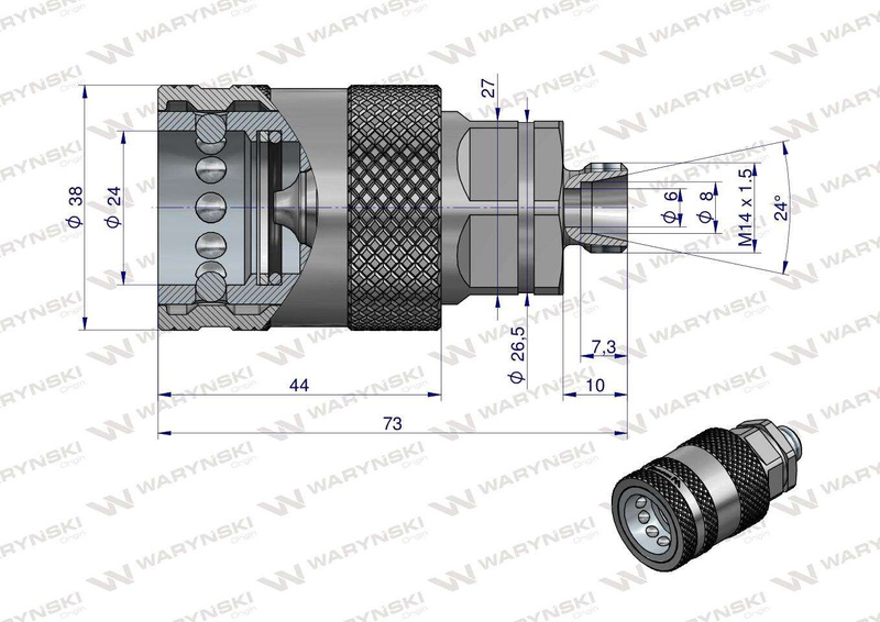 Szybkozłącze hydrauliczne gniazdo M14x1.5 gwint zewnętrzny EURO PUSH-PULL Waryński