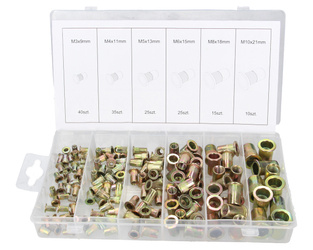 nitonakrętki stalowe zestaw 150 szt w zamykanym pojemniku