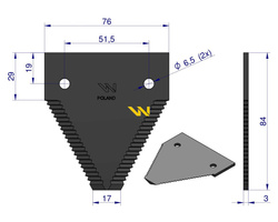 Nóż żniwny 84x76x3mm otwór 6.5 611203.1 Claas WARYŃSKI