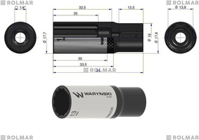 Nasadka dwunastokątna 1/4" 13 mm długa Waryński