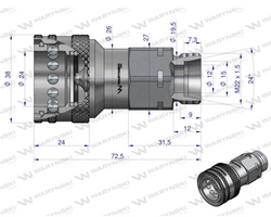 Szybkozlacze hydrauliczne gniazdo z eliminatorem ciśnienia M22x1.5 gwint zewnetrzny EURO Warynski