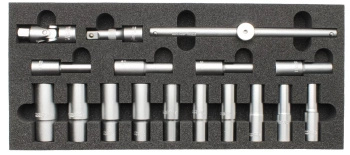 Wkład do skrzynki nasadki długie 1/2 i akcesoria 17 elementów MJW