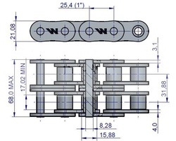 Łańcuch rolkowy 16B-2 (R2 1) 5 m Waryński