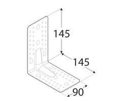 Kątownik łącznik z przetłoczeniem 145x145x90x2,5 dmx