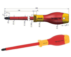 Wkrętak PZ3 150 mm. stal S2, VDE. Waryński