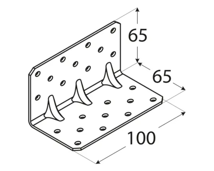 Kątownik łącznik z przetłoczeniem 65x65x100x2,5 dmx