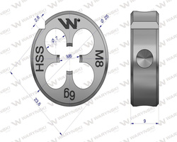 Narzynka przemysłowa M8 ze stali HSS DIN22568 Warynski