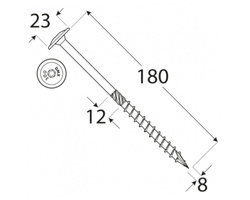 Wkręt ciesielski z łbem talerzowym 8x180 Domax DMX