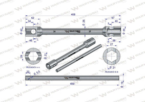 Klucz krzyżakowy do kół 24 x 27mm wzmocniony wkladany uchwyt Waryński