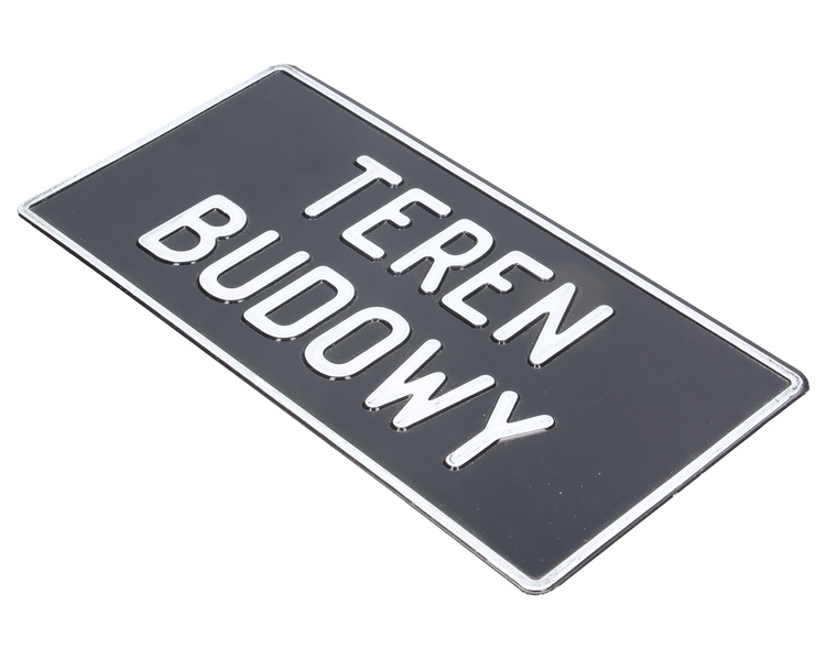 Tablica ostrzegawcza metalowa Teren Budowy czarna 28x14 cm