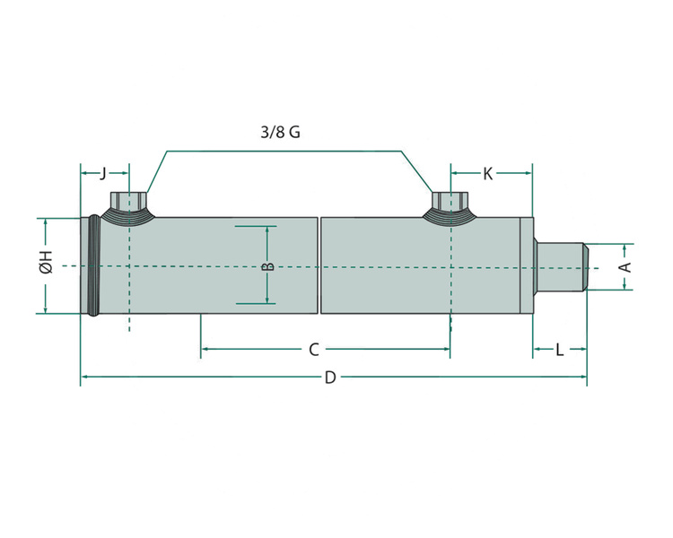 Siłownik hydrauliczny z uszami dwustronnego działania wysuw 700mm nacisk 5t