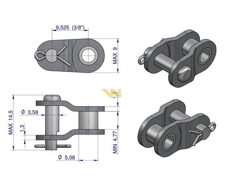 Półogniwo łańcucha wzmocnione P06A-1 ANSI A 35 (R1 3/8) Waryński