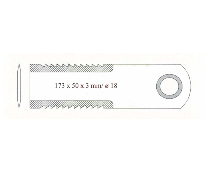 Nóż sieczkarni (zębaty) 173x50x3mm Fi-18mm kombajn Claas 610190006/RS51123/065294