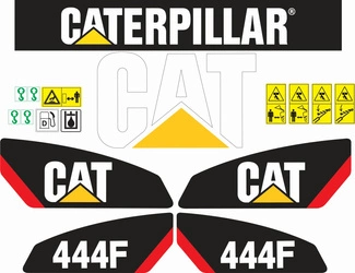 naklejka, logo na maskę koparko-ładowarka CAT 444F