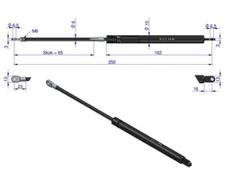 siłownik amortyzator gazowy A=250 B=155 F=180N skok 65, POLMO 3221572R1
