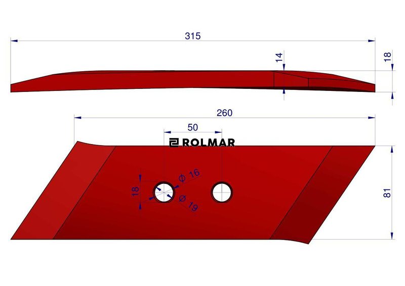 Dłuto prawe Pottinger 930201250 Vulcan 